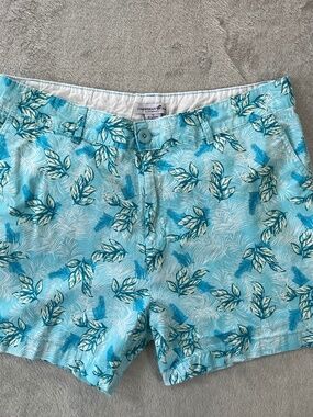 Women's Caribbean Joe Tropical Resort Hawaiian Blue Casual Shorts sz 14